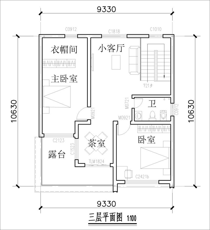 自建房三層平面布局圖