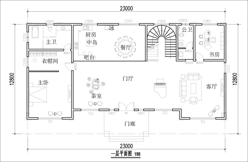 達(dá)州別墅一層平面圖