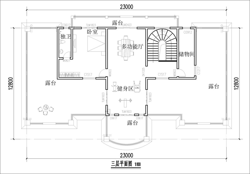 自建別墅三層平面圖