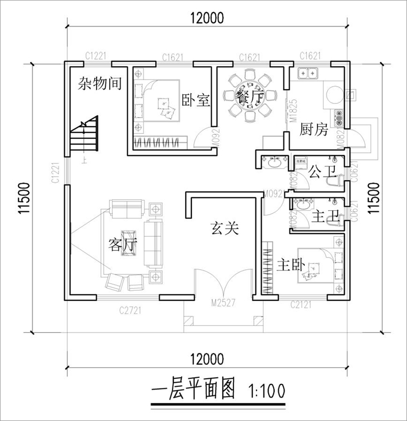 自建房一層平面圖