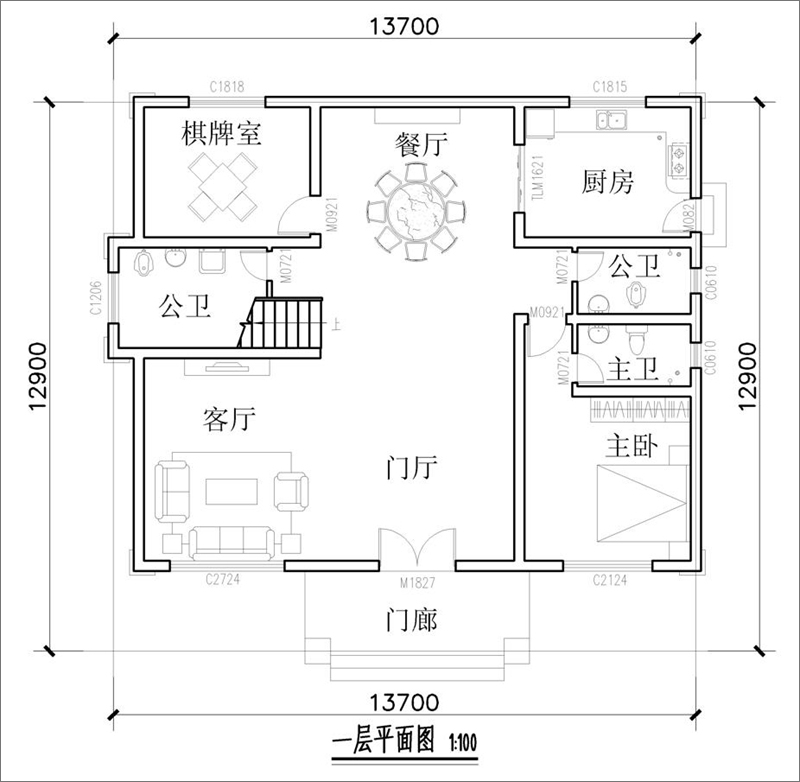 自建房一層平面圖