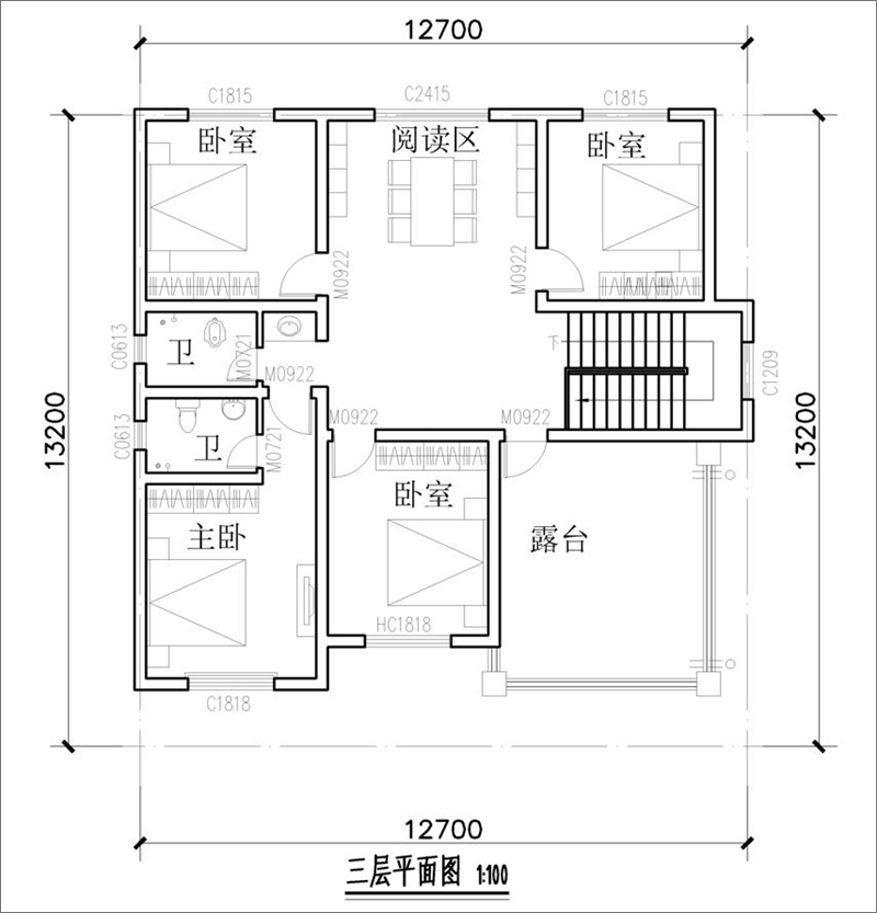 150平方三層別墅戶(hù)型圖