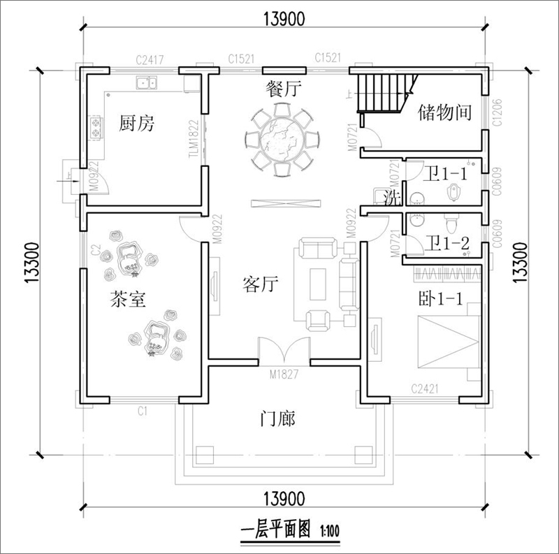 歐式別墅一層平面圖