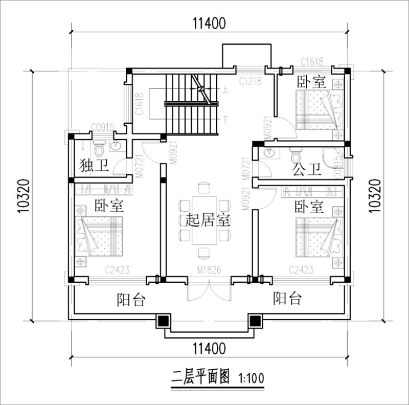 宜賓自建房二層平面圖
