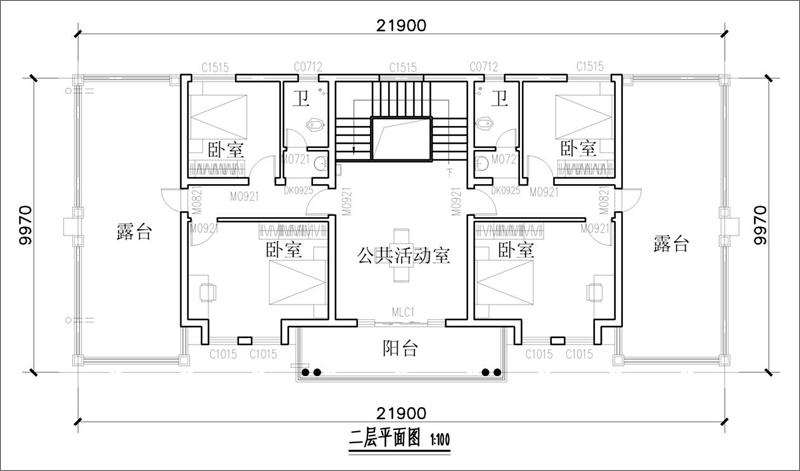 兩層雙拼別墅戶型設(shè)計圖