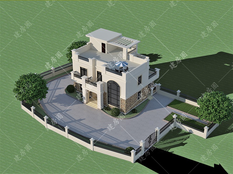 14米x12米現(xiàn)代自建房設計效果圖