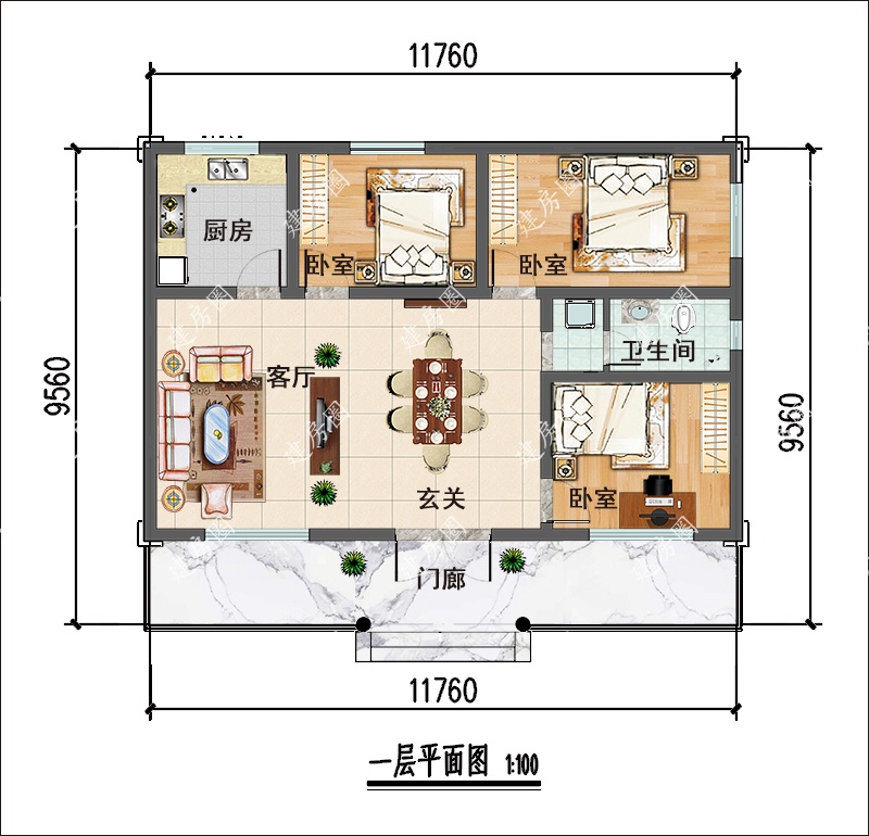 農(nóng)村一層小平戶型圖