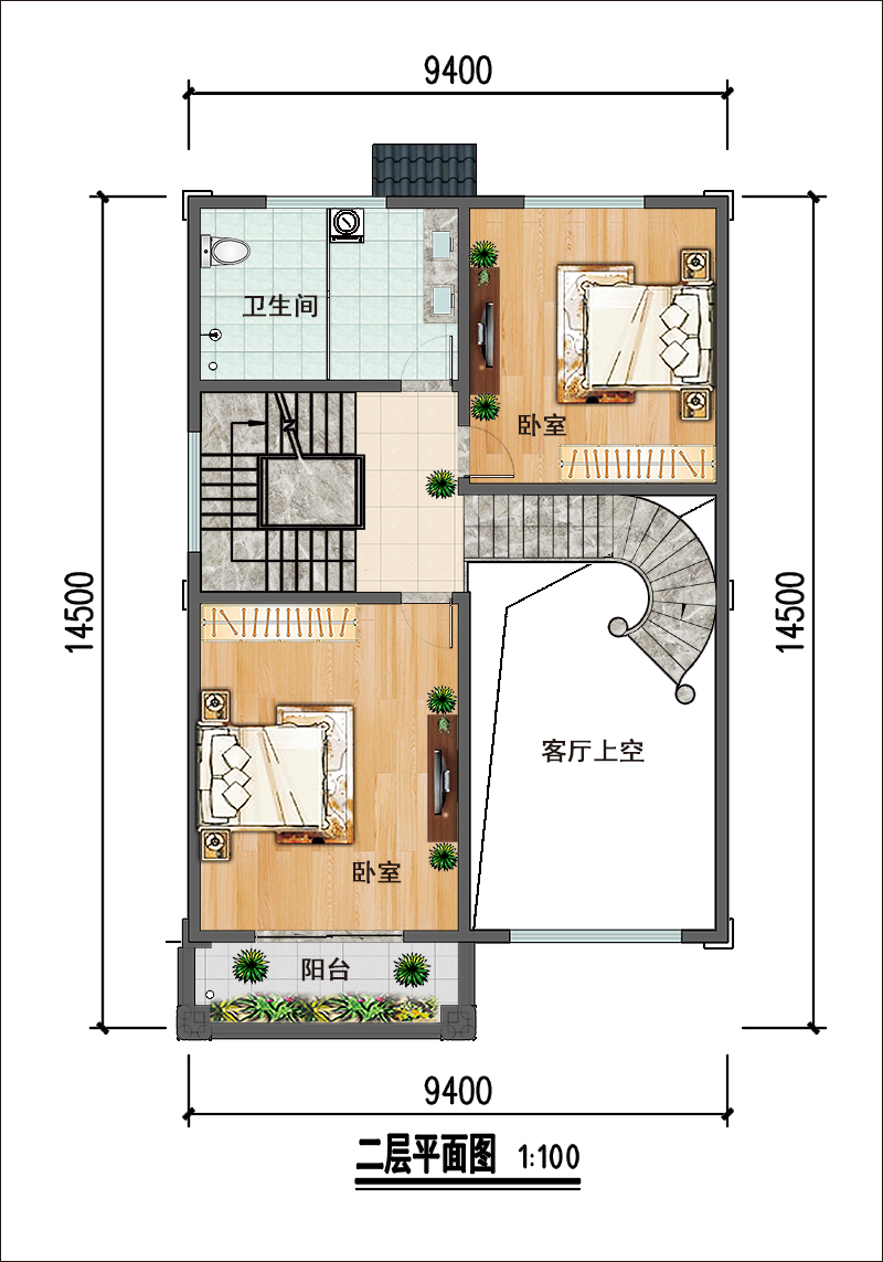 9米x15米農(nóng)村建房設(shè)計(jì)平面圖