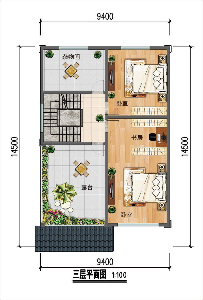 9米x15米農(nóng)村自建房設(shè)計(jì)布局圖