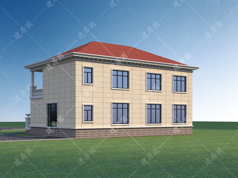 15米x11米農(nóng)村四間兩層自建房外觀圖