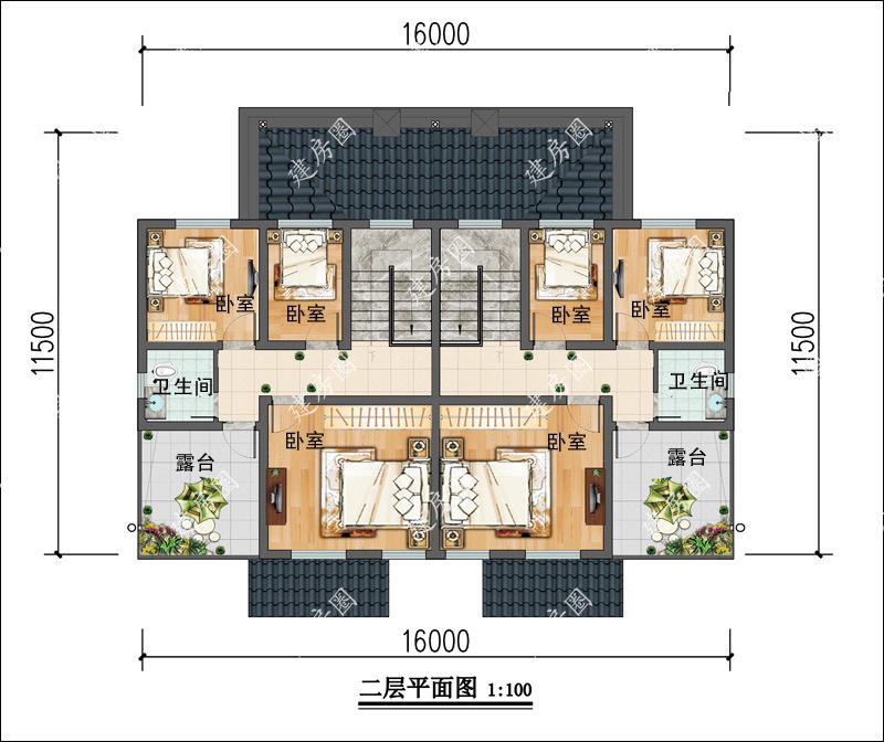 二層雙拼小別墅平面圖
