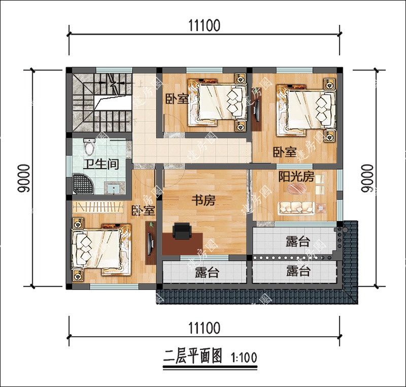 100平米農(nóng)村蓋房設(shè)計(jì)平面圖