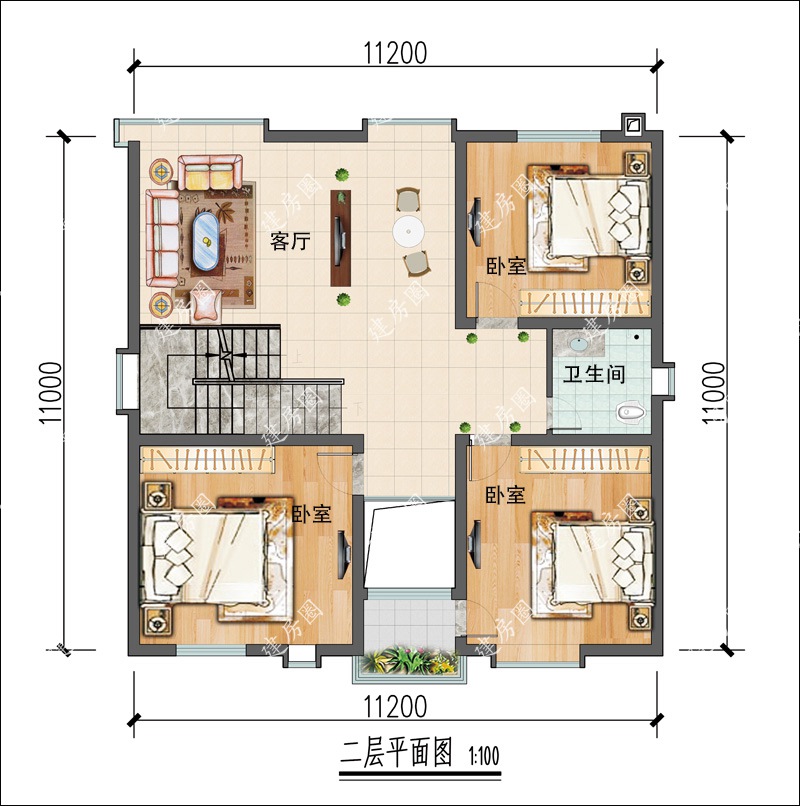 120平方三層小別墅戶型圖