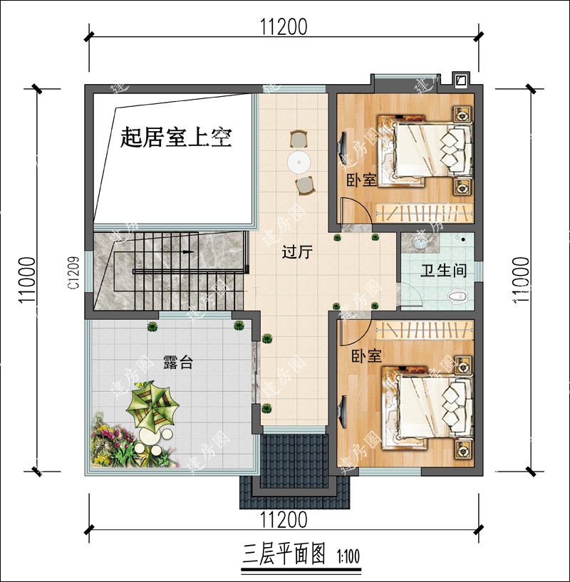 120平方三層自建房平面圖