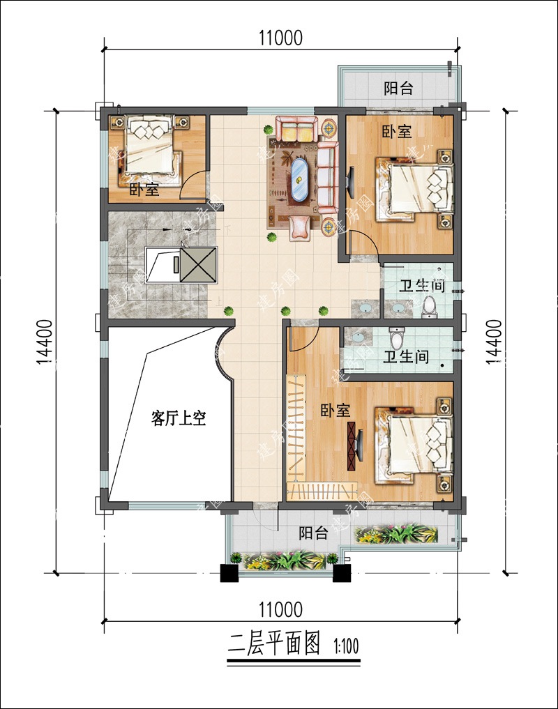 二層自建房別墅戶型圖