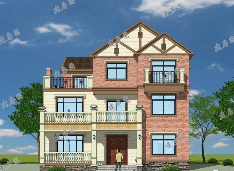 農(nóng)村三層英式住宅設(shè)計圖紙，挑空客廳+大開間+大露臺