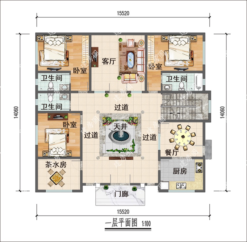 農(nóng)村中式自建房平面圖