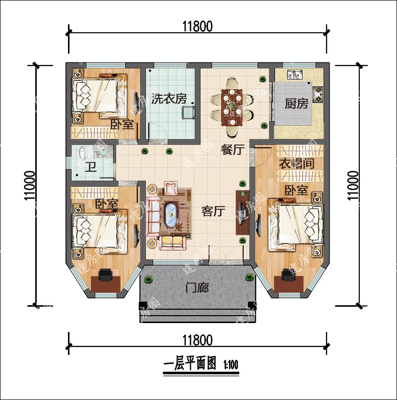 農(nóng)村自建別墅一層平面圖