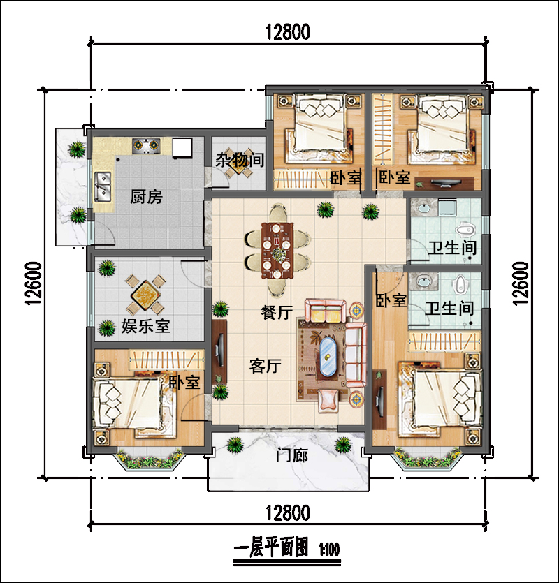 農(nóng)村一層自建房平面圖