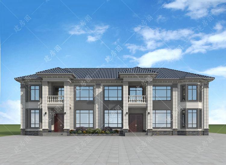 農(nóng)村兩層雙拼自建房圖紙，簡歐外觀時(shí)尚大氣