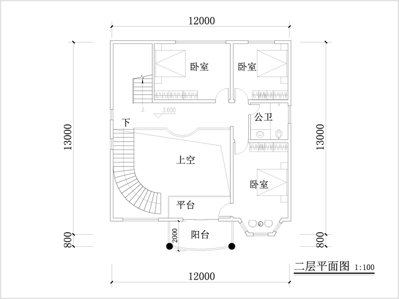 二層平面布局圖