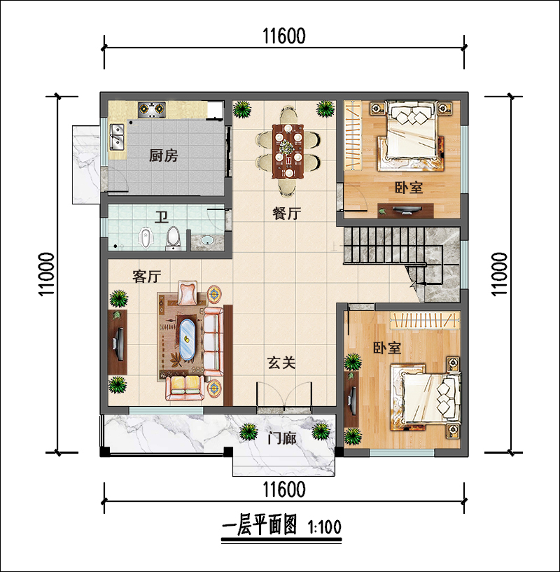 農(nóng)村一層自建房平面圖