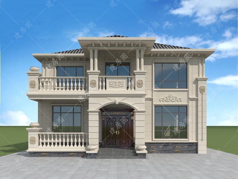 12米x10米農(nóng)村兩層自建房效果圖