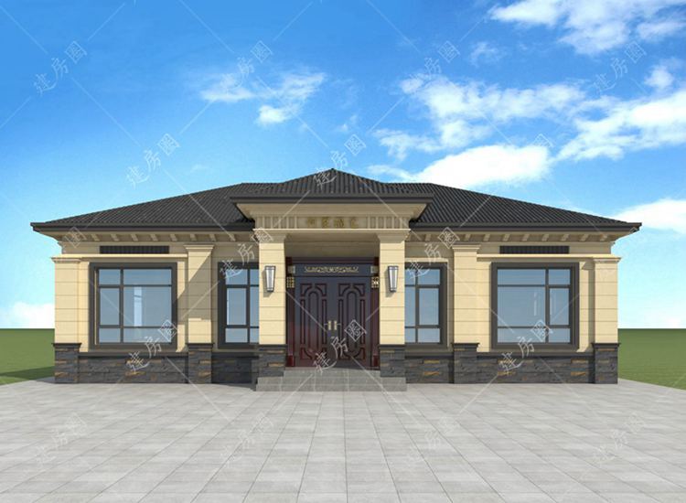 15米x12米農(nóng)村一層自建房設(shè)計，中式經(jīng)典外觀