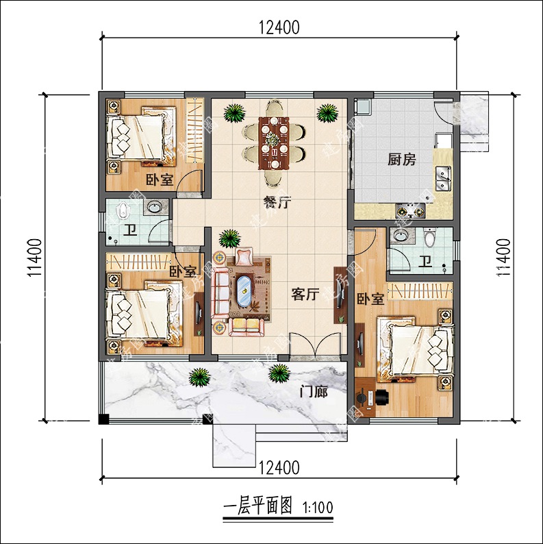 農(nóng)村一層自建房平面圖