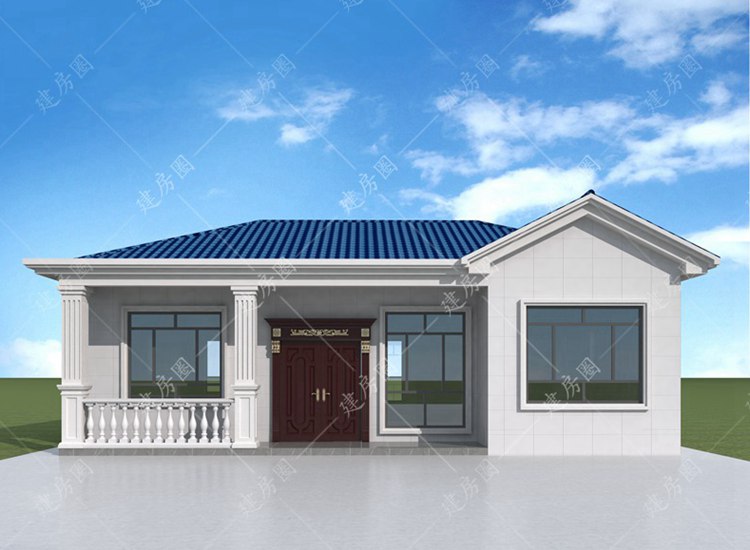 12米x10米農(nóng)村一層自建房設(shè)計(jì)圖紙，三室一廳外觀簡(jiǎn)潔