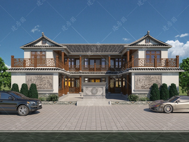 農(nóng)村二層三合院設(shè)計(jì)效果圖