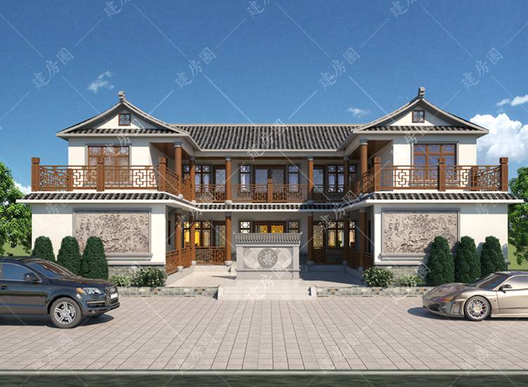 開間14米進(jìn)深14米兩層四合院設(shè)計(jì)圖紙，經(jīng)典大氣帶堂屋