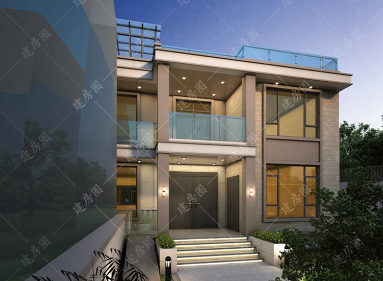12米x13米兩層現(xiàn)代風別墅設計圖紙，帶堂屋，庭院景觀一起打造