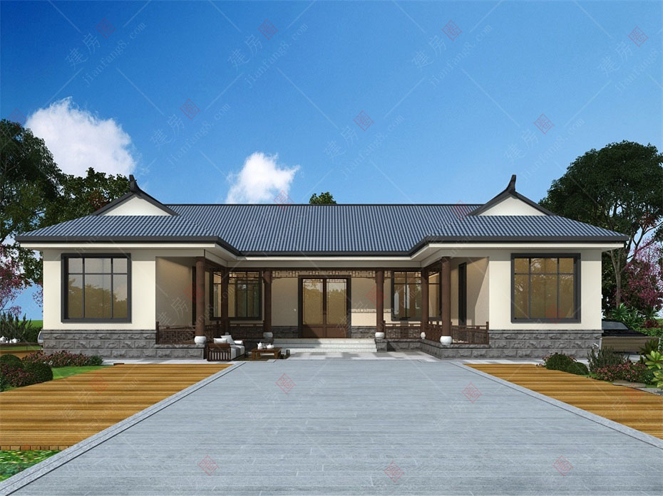 18米x12米農(nóng)村一層三合院，布局緊湊帶柴火房外觀簡約，鄰居都夸好看